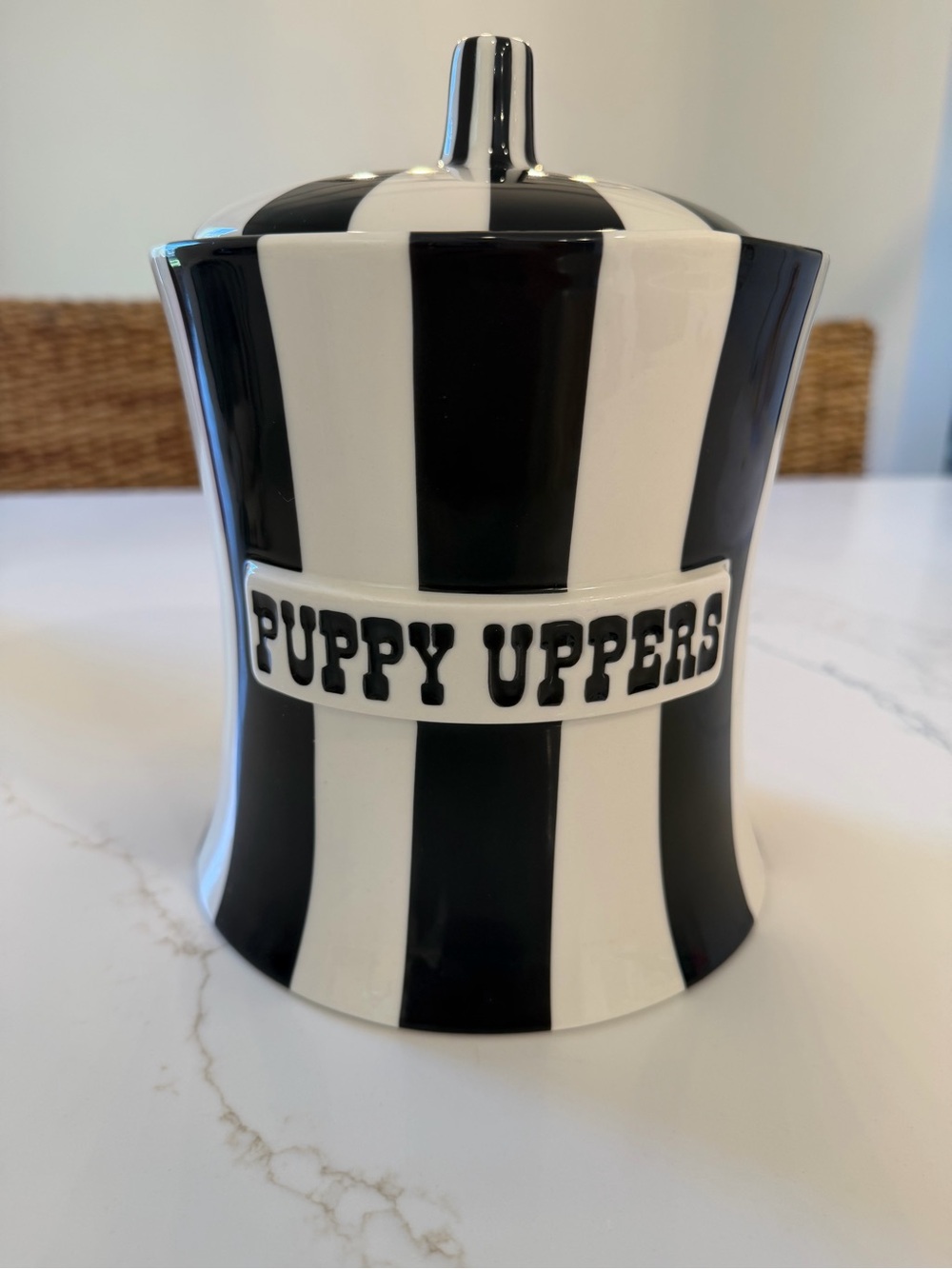 Jonathan Adler Puppy Uppers Black & White Ceramic Treat Jar